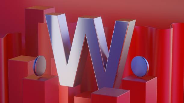 Metall alphabet word on red background illustration 3D rendering