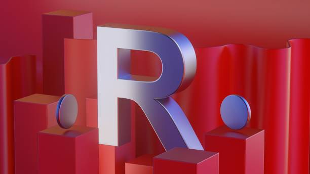 Metall alphabet word on red background illustration 3D rendering