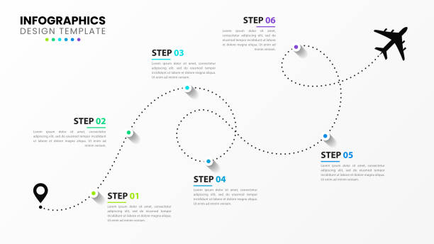 infographic design template. creative concept with 6 steps - timeline stock illustrations