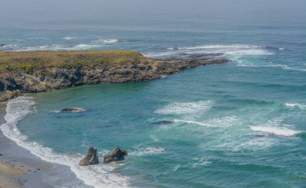 skaliste wybrzeże w parku stanowym mackerricher na oceanie spokojnym w fort bragg, hrabstwo mendocino, kalifornia - mendocino county northern california california coastline zdjęcia i obrazy z banku zdjęć