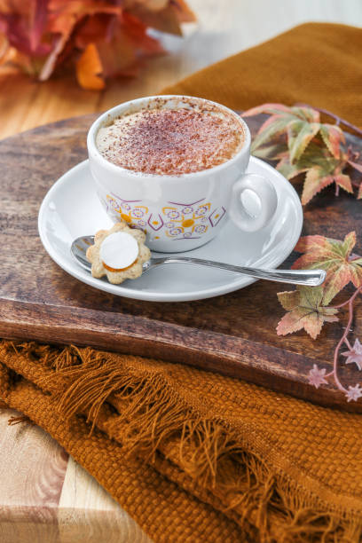 istock hot chocolate cocoa in cup autumn fall with whipped cream 1334472919