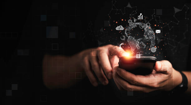 istock Business man using mobile phone for communication working and transaction ,Global  business by internet connection technology for financial banking , big data and digital linkage concept. 1334472959