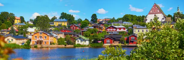 Scenic panorma of historical town of Porvoo in Finland