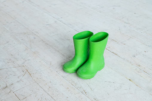 Pair of children rubber boots, gumboots for rainy days