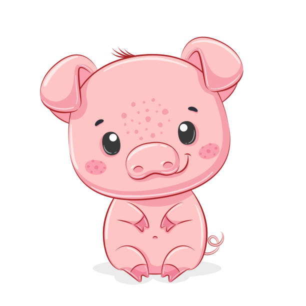 ilustrações de stock, clip art, desenhos animados e ícones de cute piggy illustration. vector illustration for baby shower, greeting card, party invitation, fashion clothes t-shirt print. - domestic pig