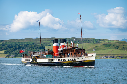 Paddle Steamer Waverley arriving at Largs in Scotland, Largs, Scotland