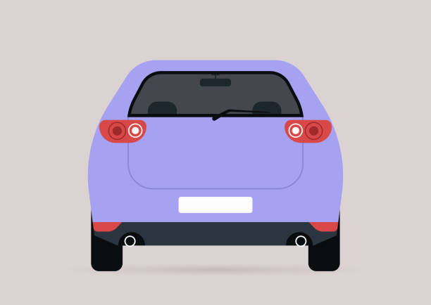 ilustrações de stock, clip art, desenhos animados e ícones de a rear view of a suv car, an isolated cartoon vehicle, no people - bumper
