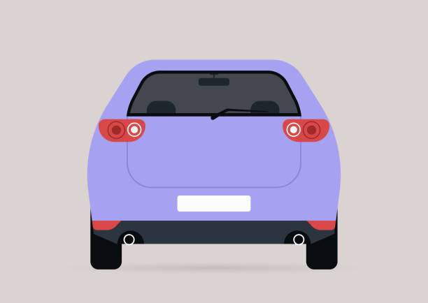 A rear view of a SUV car, an isolated cartoon vehicle, no people A rear view of a SUV car, an isolated cartoon vehicle, no people bumper stock illustrations