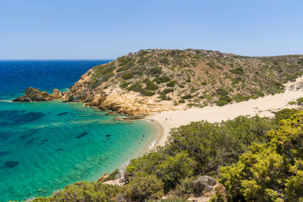istock Quiet sandy beach next to a clear, warm ocean (Crete, Greece) 1334488479