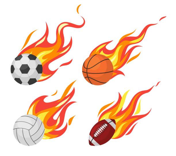 70+ El Fútbol El Básquetbol Y Voleibol En Fuego Ilustraciones, gráficos  vectoriales libres de derechos y clip art - iStock