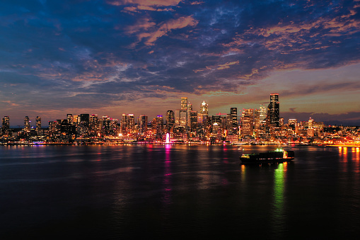Midtown Manhattan Cityscape under a starry sky