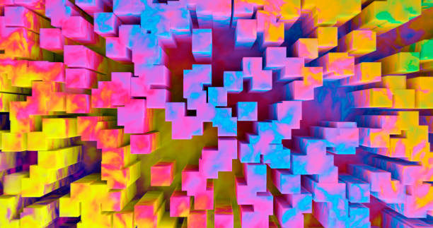 istock 3d rendering. Abstract background. An illustration of multi-colored fluffy shapes. 1334497062