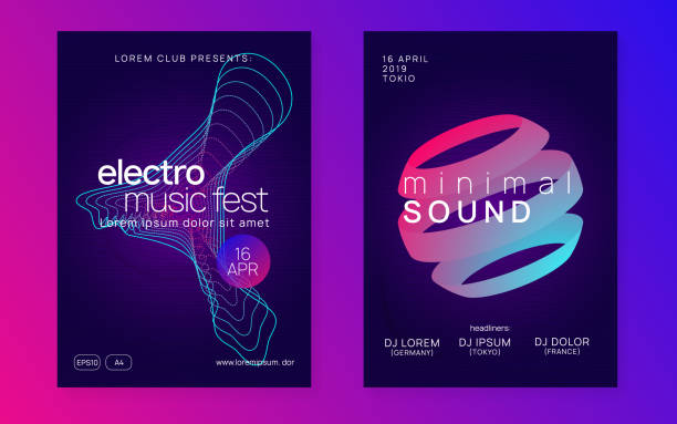 istock Neon club flyer. Electro dance music. Trance party dj. Electroni 1334498530