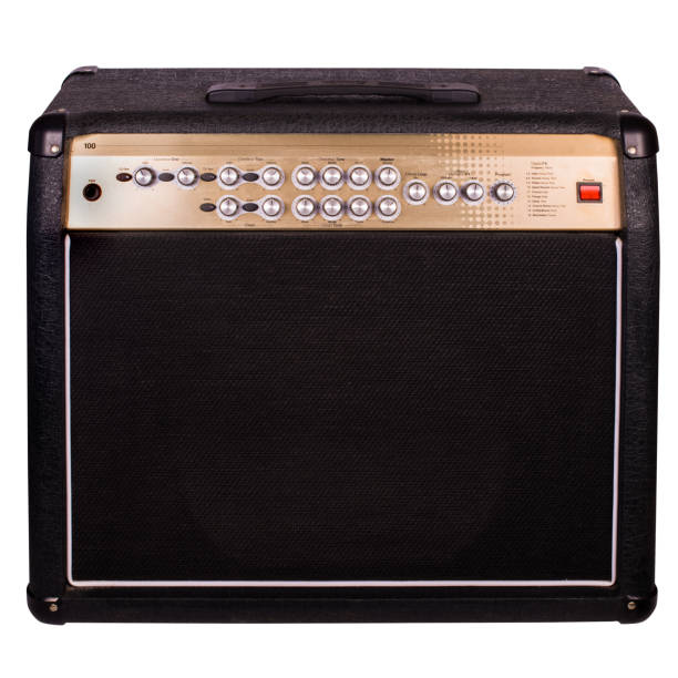istock Black guitar combo amplifier on a white background, isolated image 1334504688