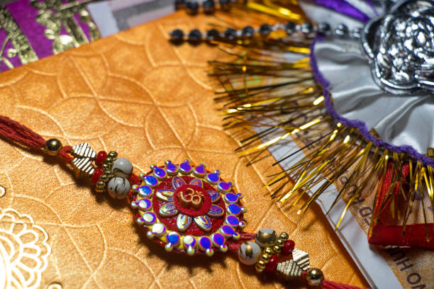 istock Close-up of beautiful Rakhis on dark Background 1334504785
