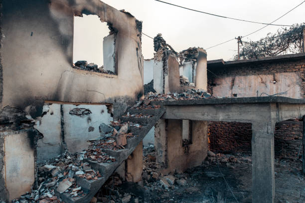 istock Burnt and abandoned house 1334505092