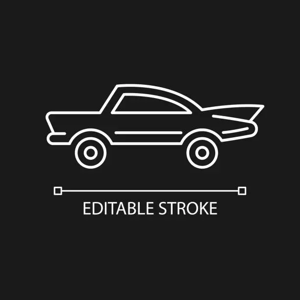 Vector illustration of Classic car white linear icon for dark theme