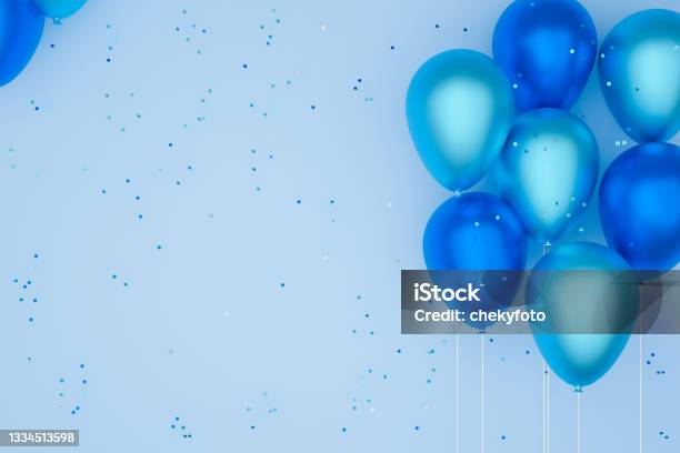 Balloons Of Blue Color Blue Background3d Illustration Stock Photo - Download Image Now