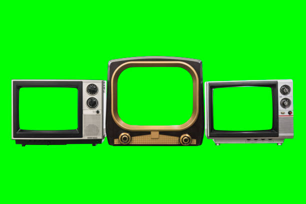 istock Three Old Televisions Isolated on White with Chroma Green 1334518715
