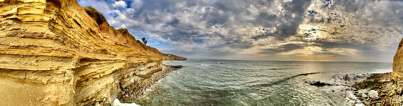 Lighthouse on cliffs above the Mediterranean sea near old town Bonifacio, Corsica, France