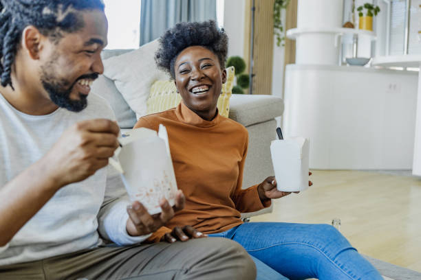istock Couple ordered pasta to eat at home 1334522148