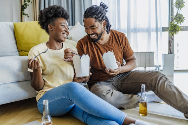 istock Couple ordered pasta to eat at home 1334522459