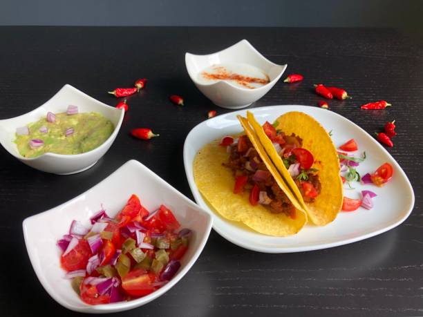 istock Ground meat taco with sides 1334524854