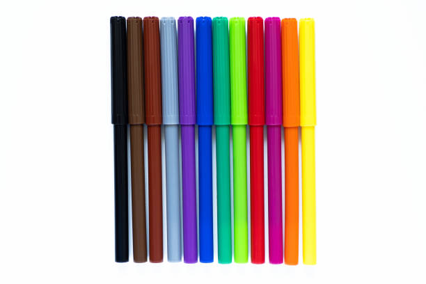 istock Colored markers on a white isolated background 1334525175