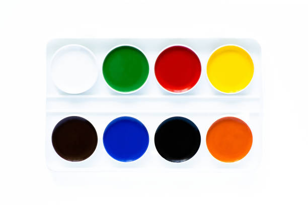School supplies on a white isolated background. Paints.