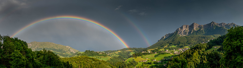Rainbow in small mountain village