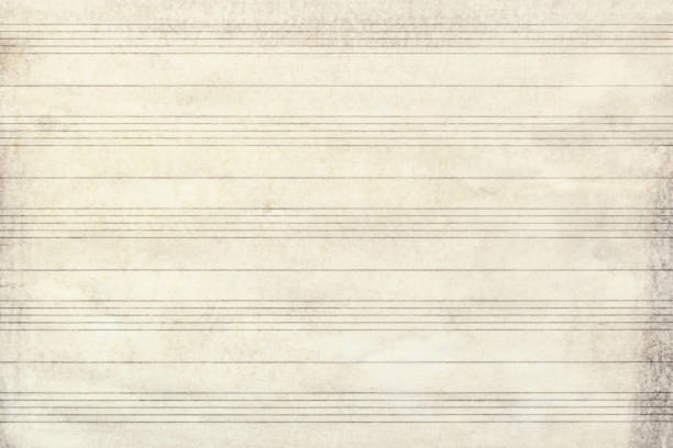 Close-up of old sheet music with brown border, texture background