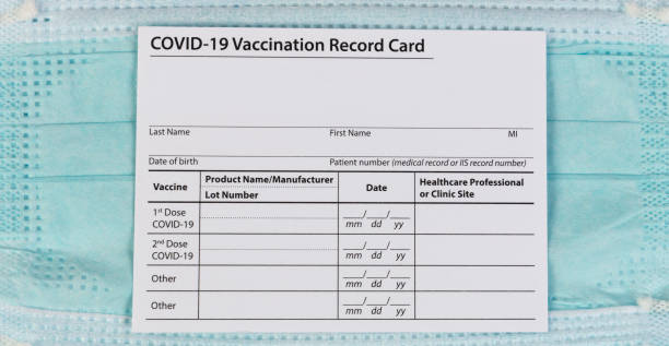 istock Covid 19 vaccination record with facemask in background 1334532812
