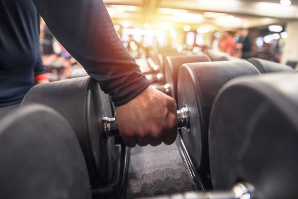 istock Rows of dumbbells in the gym 1334533455