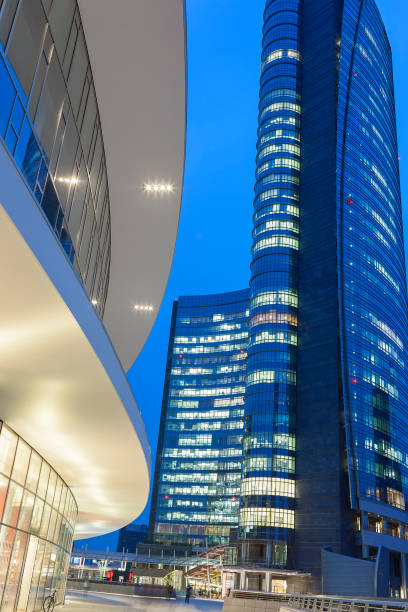 istock Skyscraper in Financial District Illuminated at Night, Milan, Italy 1334534706