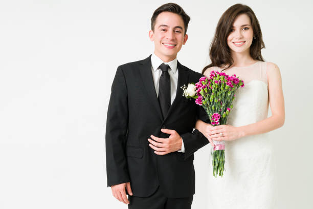 istock Cheerful couple marrying and feeling happy 1334539386