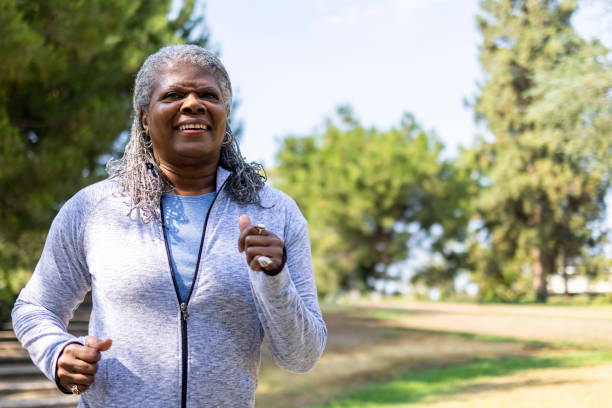 istock Senior black woman running 1334541492