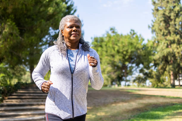 istock Senior black woman running 1334542097