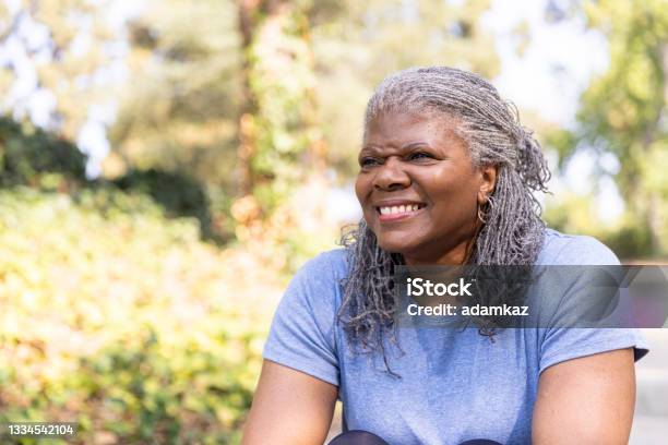 Senior black woman working out fitness outside