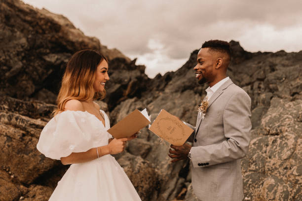Elopement Wedding Young Black Couple Elope in Wales UK eloping stock pictures, royalty-free photos & images