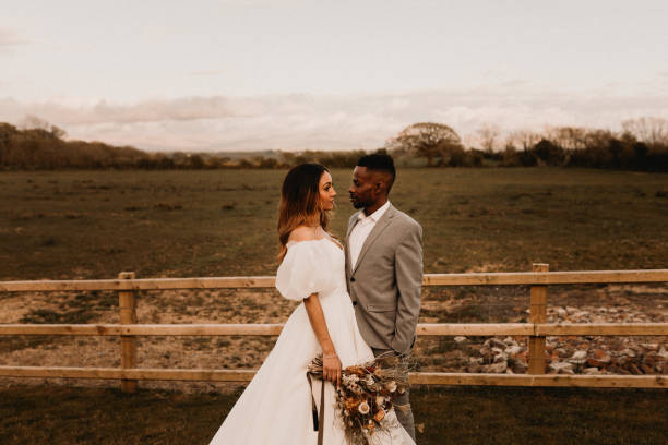 Elopement Wedding Young Black Couple Elope in Wales UK eloping stock pictures, royalty-free photos & images