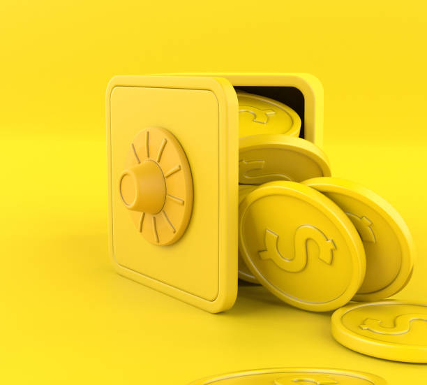 istock Safe with Coins, Isolated in Colorful Background 1334543255