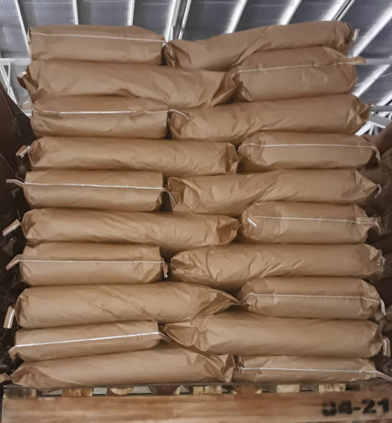 istock Brown sacks on wooden pallet 1334554857