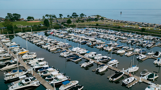 Aerial View of a Boat Marina