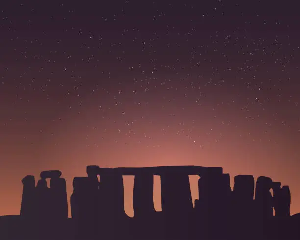 Vector illustration of The Stonehenge In The Night