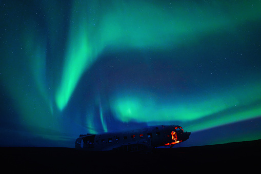 Aurora Borealis with the Milky Way Galaxy, Iceland,night photography