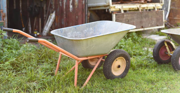 istock Garden cart standing on the grass 1334570675