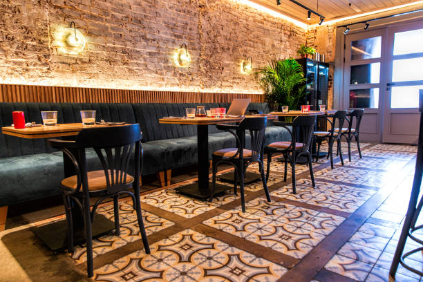 istock Interior of a modern cozy french restaurant 1334571489