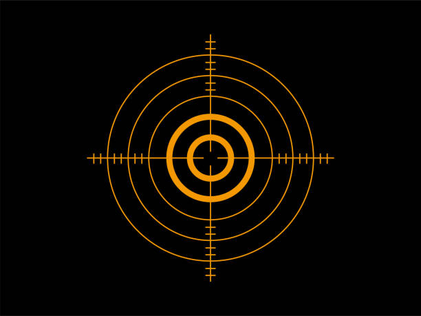 ikona docelowego miejsca docelowego. celuj w snajpera strzelaj kursorem bull eye. - telescopic sight stock illustrations