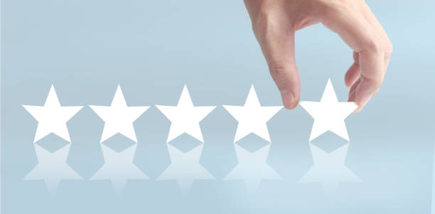 istock Rise on increasing five stars in human hand, Increase rating evaluation 1334573148