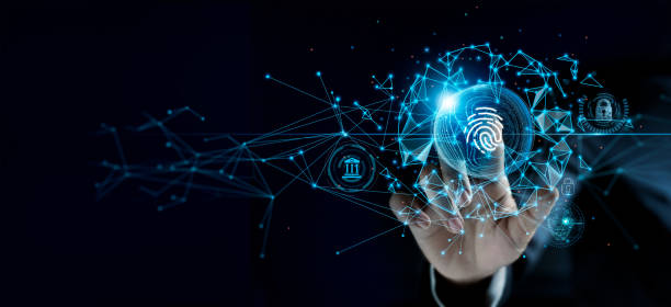 istock Cyber security, Internet security online, Businessman touching fingerprint identification to access personal financial data, on digital network, Technology cybernetic of futuristic on networking connection. 1334575819
